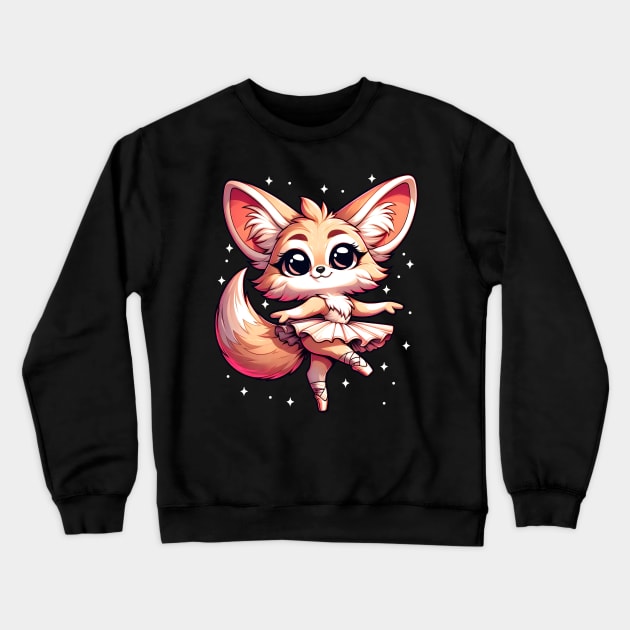 Kawaii Fennec Fox as Ballet Dancer Ballerina Crewneck Sweatshirt by HCMGift